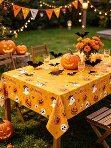 1pc Halloween Tablecloth - Horror Party Decoration, Perfect For Halloween Party, Trick Or Treat, Day Of The Dead, Horror Theme Party, Halloween Candy Party, Cosplay, Theme Party, Vintage Party And Haunted House Decoration - One Size Fits All - View 4