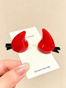 2pcs Cute Shiny Devil Horn Hair Clips, Funny Cartoon Horn Hair Clips, Party Cosplay Girls Hair Accessories - Multicolor - View 5