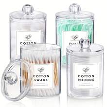 Cotton Swab Dispenser With Transparent Lid, Dust-Proof Storage Canister, Home Storage Organizer, Portable Plastic Cotton Swab, Dental Floss, Makeup Pad Storage Container, Bathroom And Beauty Essential Storage Box - View 3