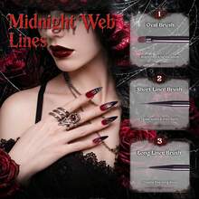 Beetles 5PCS Halloween Nail Art Brushes Set, Nail Liner Brushes With Dotting Tools, Holder & Palette For Gel Polish, Spider Web, Blood Drip & DIY Nail Art - 5Pcs Nail Liner Brushes, Dotting Tools - 查看 5