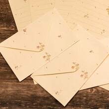 Set Kertas Surat dan Amplop Motif Bunga Kecil, Tas Penyimpanan Amplop dan Alat Tulis Bergaya Vintage Minimalis yang Segar dan Estetika - A - View 4