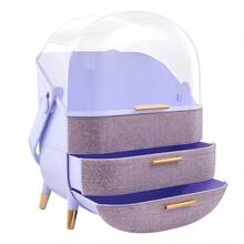 LIVINGANDHOME 14 Colors Multi-Function Makeup Storage Case, Cosmetics Organizer, Jewelry Organizer Case, Finishing Box, Makeup Storage Box, Cosmetic Box, JewelryBox, Makeup Organizer, Makeup Storage Organizer,Cabinet Decorative - Purple - View 4