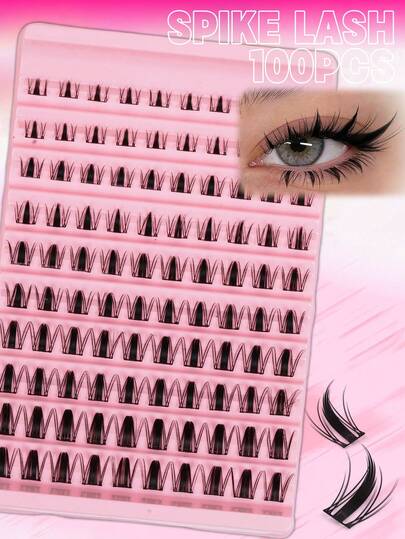 100PCS Fairy False Eyelash Cluster Set, D Curl, Fluffy And Soft Lash, Thin Natural Eyelash Band, Suitable For Natural Makeup, Lightweight Eyelashes, Spiky Eyelash, Easy DIY Eyelash Extension At Home