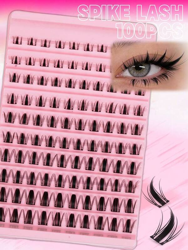 100PCS Fairy False Eyelash Cluster Set, D Curl, Fluffy And Soft Lash, Thin Natural Eyelash Band, Suitable For Natural Makeup, Lightweight Eyelashes, Spiky Eyelash, Easy DIY Eyelash Extension At Home