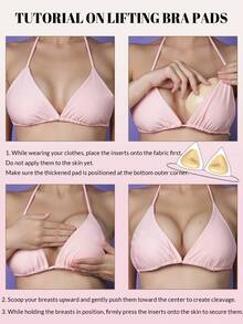 1pair Women Invisible Double-Sided Silicone Adhesive Bra Pads, Reusable Push-Up Lift Inserts, Waterproof Thickened Padding For Bikini, Swimsuit& Strapless Bras - Multicolor - View 4