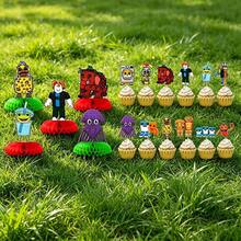 Roblox 17pcs Roblo Cartoon Honeycomb Centerpiece And Cupcake Toppers, Pixel Game Character Table Decor, Paper Honeycomb Party Decorations, Children's Birthday Party Table And Cake Decor Supplies - A - View 1