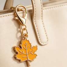5pcs/10pcs Autumn Golden Maple Leaf Enamel Lobster Clasp Charm With Happy Thanksgiving Kraft Paper Card, Fall Harvest Thank You Pocket Gift - Multicolor - View 9