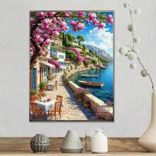 1PC DIY 5D Diamond Painting Kit Coastal Landscape Pattern - Round Full Diamond Art Mosaic Craft, Home Wall Decor, Unframed - No Frame - View 3