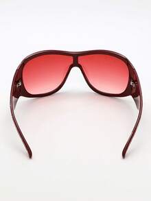 1pc Oversized Wrap-Around One-Piece Women's Glasses, Personalized Y2K Street Style Fashion Eyewear - Red Frame Red Tablet - View 5