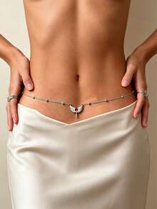 1pc Minimalist Double-Layer Waist Chain, Beach Party Body Chain, Fashion Accessory, Belt For Women - Multicolor - View 16