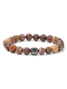 8mm Men's Natural Stone Energy Bracelet, Elastic Cord Beaded, Hematite, Malachite, Tiger Eye, Turquoise, Shoushan Stone, Multiple Styles Available - Energy Bracelet - View 17