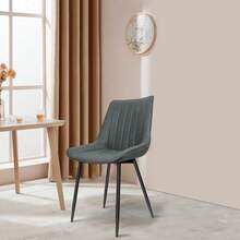 Set Of Two Vertically Striped Dining Chairs – Kitchen Chairs – Salon Chairs – Technical Fabric – Non-Slip – Easy Assembly – Simple Style – Maximum Load Capacity: 120 Kg - Dark Grey - View 6