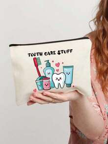 Funny Dental Care Makeup Bag - "Dental Care Supplies" Makeup Bag, Cute Cartoon Dental Care Makeup Bag, Portable Travel Toiletry Bag With Zipper, Makeup Bag For Dental Hygiene Products, Funny Oral Care Storage Bag Suitable For Women And Men, Can Hold Toothbrush, Toothpaste, Etc. - Imaginative And Educational Design - Perfect For Travel, Beach, Commute, Ideal Gift For Dental Hygiene Professionals And Travel Enthusiasts - Multicolor - View 12