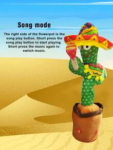 1pc Dancing Cactus, Magical Flower, Repeat Recording, Glowing Doll, Creative Plush Twisting Body Doll, Singing, Stress Relief Prank Toy For Teens - Multicolor - View 10