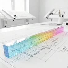Colorful Ruler Cube Geometry Drawing 2-In-1 Tool, Math Learning Stationery Set, Drawing & Measuring Stationery, Math Teaching Aid, Multi-Functional Plastic Geometric Solid - Multicolor - View 8