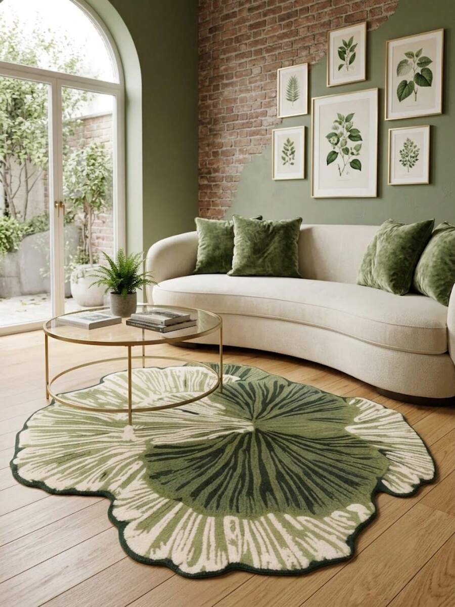 1pc Irregular Shaped Leaf Carpet, Faux Cashmere Rug, Soft And Plush, Home Decor, Room Decoration, Home Supplies, Doormat, Living Room Carpet, Kitchen Mat, Bedroom Decor, Bathroom Mat, Easy To Clean - Multi-color - View 1