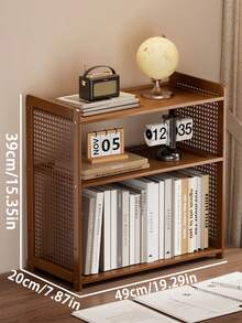 2/3-Tier Bamboo Desktop Organizer, Multifunctional Space-Saving Open Storage And Display Rack, Versatile Small Bookshelf, Ideal For Stationery, Cosmetics, Plants, And Decorative Items, Perfect For Offices, Dorms, Bedrooms, And Home Offices - Multicolor - View 14