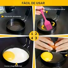 Un anello antiaderente per omelette, rotondo con manico, un utensile da cucina per preparare uova, pancake e omelette. - nero - Visualizzare 4