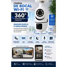 Câmera De Segurança ip 360, FULL HD , Wifi, Full HD, Lentes Duplas, Visão Noturna, Microfone, cartão memoria até 128gb - Branco - Visão 10