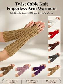 Mehrfarbige gestrickte fingerlose warme Handschuhe, Touchscreen-freundliche elastische lange gestrickte Handschuhe, geeignet für den täglichen Arbeitsweg und Schulkleidung, Wintergeschenk - Lang - Übersicht 1
