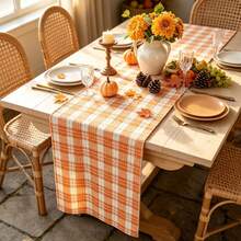Vintage Plaid Table Runner, Autumn Harvest Decor, Suitable For Restaurant Holiday Party Home Dining Table Decoration And Thanksgiving Home Kitchen Dining Table Decoration - A - View 6