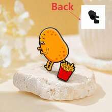 1pc/3pcs Unisex Funny Potato Fries Brooch Pin Accessory, Cute Abstract Bag Charm Keychain Pendant - Multicolor - View 5