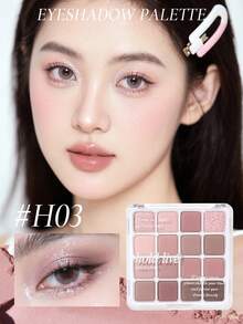 Paleta de sombras de ojos de 16 colores HOLD LIVE, con tonos mate y brillantes que incluyen melocotón, melón, azul, rubor - H03 - Ver 5