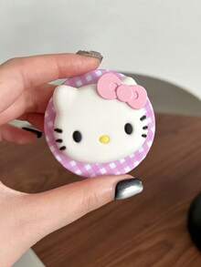 SANRIO 1PC Plaid 3D Kitty Cat Head Magnetic Phone Stand, Compatible With Phone Case, Anti-Drop, Strong Magnetic Adsorption, Retractable Desktop Stand - Multicolor - View 5