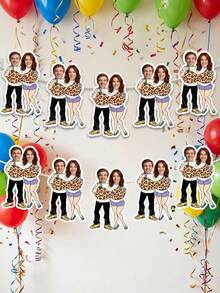 8/12/16pcs Custom Funny Leopard Print Couple Photo Banner,Personalized Men Women Couple Adult Birthday Party Banner Decor Adult Couple Party Holiday Celebration Decor - Multicolor - View 2