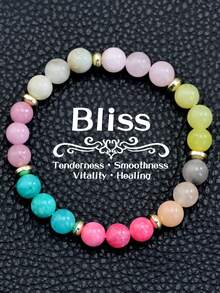 Yumfeel Colorful Natural Crystal Beaded Bracelet, Energy Yoga Healing Bracelet, Unisex, Bohemian Style Versatile Accessory - Multicolor - View 1