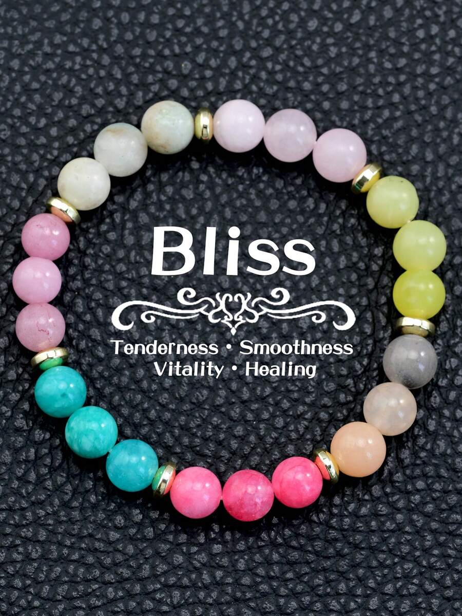 Yumfeel Colorful Natural Crystal Beaded Bracelet, Energy Yoga Healing Bracelet, Unisex, Bohemian Style Versatile Accessory - Multicolor - View 1