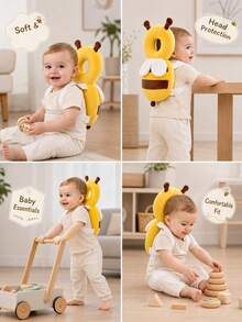 Oreiller anti-chute pour bébé amélioré, coussin de protection élargi et épaissi pour la marche des tout-petits, coussin de protection de la tête de bébé convenant aux tout-petits apprenant à marcher et à ramper, coussin de protection de la tête réglable, oreiller de protection de la tête respirant, oreiller anti-chute, coussin de protection de la tête, coussin anti-chute épais et amélioré en forme d'abeille pour les bébés et les tout-petits - Abeille jaune - Voir 9