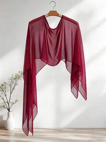 1pc Short Chiffon Cape Shawl For Women, Pullover Cape Vest To Pair With Skirts - Multicolor - View 7