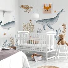 Large Children's Room Underwater Animal Whale Turtle Bedroom Decor Wall Stickers - As Shown In the Figure - View 6