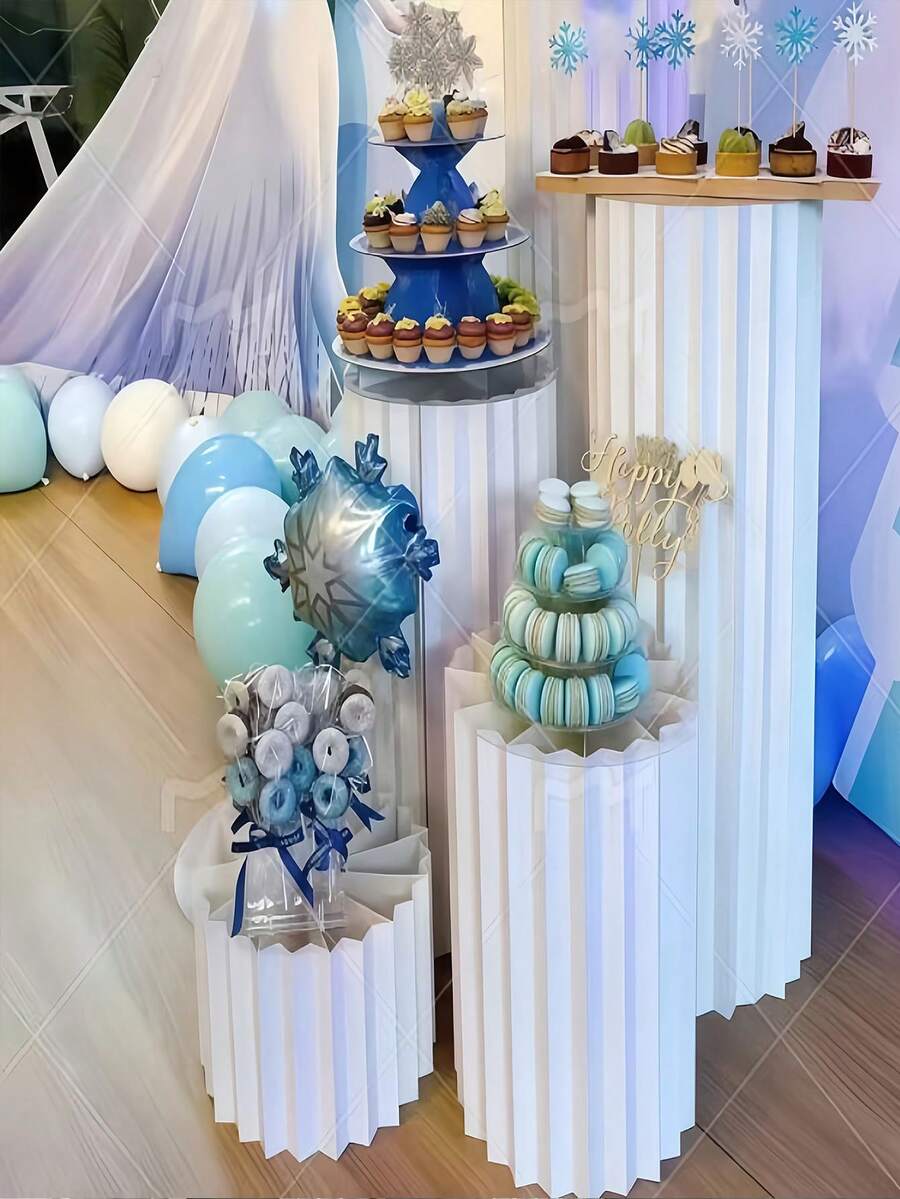 Wedding Decor Paper Foldable Cylinder - Halloween Christmas Roman Column Foldable Ornament, Suitable For Wedding, Birthday, Festival Celebration Decoration, Encrypted Dessert Table Foldable Roman Column