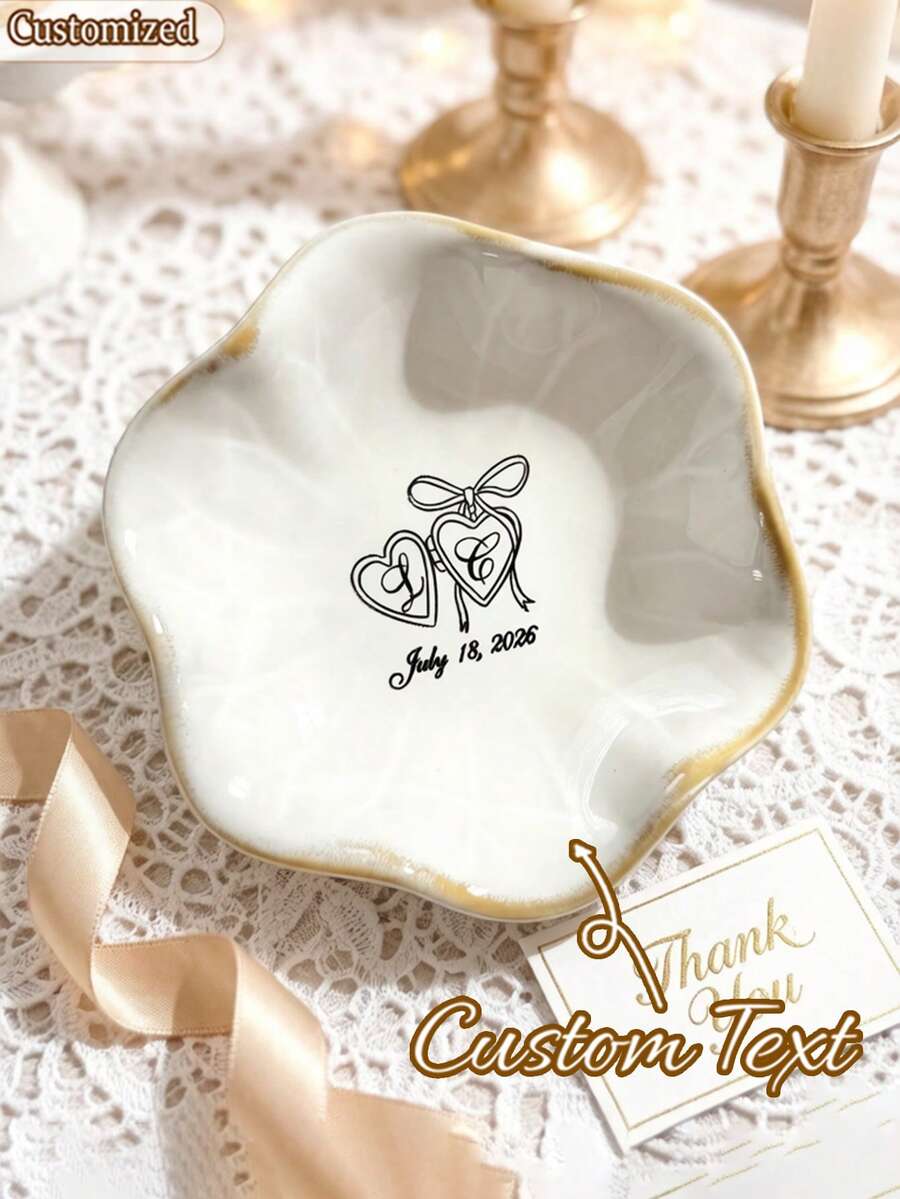 Customized Name Ring Tray, Personalized Ring Dish, Customized Jewelry Tray, Wedding Ring Holder, Engagement Gift For Her, Wedding Gift, Bridesmaid Gift, Bridal Shower Gift, Back To School Gift, Home Decor, Keepsake, Closet Storage, Birthday Gift