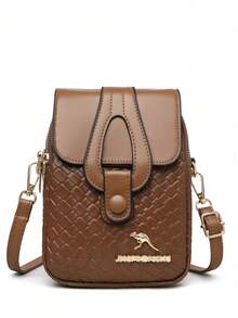 Woven Embossed Multi-Function Women's Shoulder Crossbody Bag, Lightweight Casual Fashion Commuter Bag, Can Also Be Used As Multi-Purpose Wallet, Suitable For Gifts - Coffee - View 6