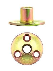 QWORK 3/8"-16 Iron Plate Nut, 25-Piece Set T-nut with Round Base Carbon Steel T-Nuts, Furniture Hardware Flange Insert Female Thread T-Nut - Amarillo - Ver 6