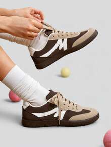 TCVC Women's Daily Casual Colorblock Training Sneakers, Versatile And Comfortable - Brown - View 2