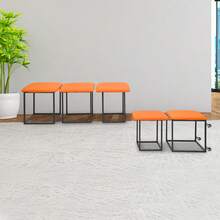 YUNRUX Multifunctional Sofa Ottoman, 5-In-1 Sofa Ottoman, Stackable Combination Ottoman - Burnt Orange - View 10