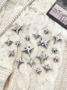18pcs Silver Star Shaped Punk Style DIY Shoe Decorations - Silver - View 4