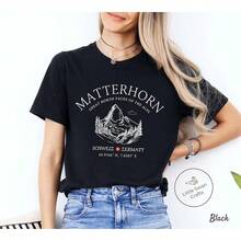 Matterhorn T Shirt, Zermatt Switzerland Unisex Tee LSH7 - 黑色 - 查看 7