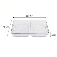 26.5x17.5x4 CM Clear Plastic Two Compartment Makeup Organizer Tray, Bathroom Vanity Organizer, Desk Storage Container, Cosmetics Display ... - A - View 5
