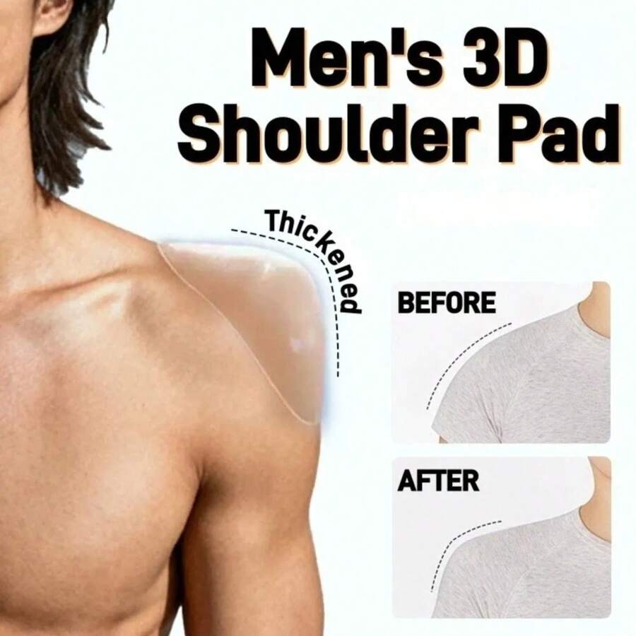 2pcs Men's Silicone Shoulder Pads, Extra Thick Right Angle Shoulder Pads, Sweat-Proof Non-Slip, Men's Exclusive Glue-Free 3D Shoulder Pads - 2PCS - View 1