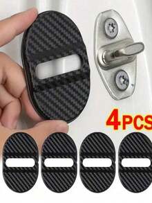 4pcs Car Door Lock Protector Cover, Door Lock Cap, Shock Absorption Noise Reduction, Sound Absorption, Rubber Pad, Sealing Patch, Cushion Pad, Rust-Proof Plastic Pad, Universal Car Door Accessory Protector Cover - One Size - View 6