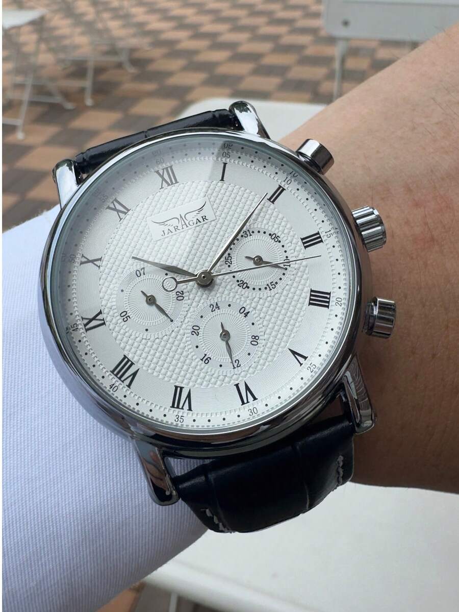 JARAGAR 1pc Men's Fashion Aviator Multi-Function Automatic Mechanical Watch With 24-Hour Date Display And Small Dial, Top Brand Sports Business Casual Wristwatch