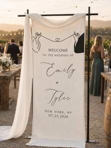 Customized Wedding Welcome Sign, Wedding Fabric Welcome Banner, Modern Wedding Welcome Banner, Fabric Sign Customized Wedding Banner, Bohemian Wedding, Bridal Shower Sign Personalized Name Customized Wedding Sign, Customized Minimalist Welcome Sign, Fabric Welcome Sign, Wedding Decor, Customized Fabric Wedding Sign, Personalized Party Decor, Minimalist Sign, Fabric Sign, Wedding Welcome Sign - Multicolor - View 2
