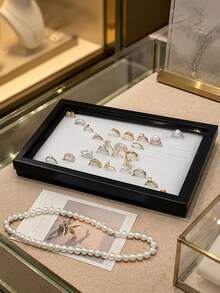 1pc Luxury Black Ring Display Box, Earring & Jewelry Packaging Box, Professional Jewelry Display Storage Box, Multi-Slot Ring Holder, Suitable For Collection - Multicolor - View 3