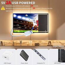 شريط إضاءة LED يعمل بطاقة USB من LQHZMYY، 1 لفة، 5 فولت 2835 أبيض/أبيض دافئ، مع مفتاح زر، لاصق، قابل للقص، لإضاءة خلفية التلفزيون، ديكور المنزل، غرفة النوم، الخزانة، المطبخ - مفتاح ضغط - مشاهدة 4