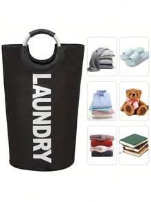 1 pieza Cesta de lavandería de gran capacidad con asa, contenedor de reciclaje portátil, contenedor de almacenamiento de ropa sucia, cesta de lavandería multifuncional & caja organizadora de almacenamiento de cocina, caja de almacenamiento de cocina multiusos, caja de almacenamiento de organización del hogar - Multicolor - Ver 5